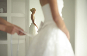 Bride wearing wedding dress