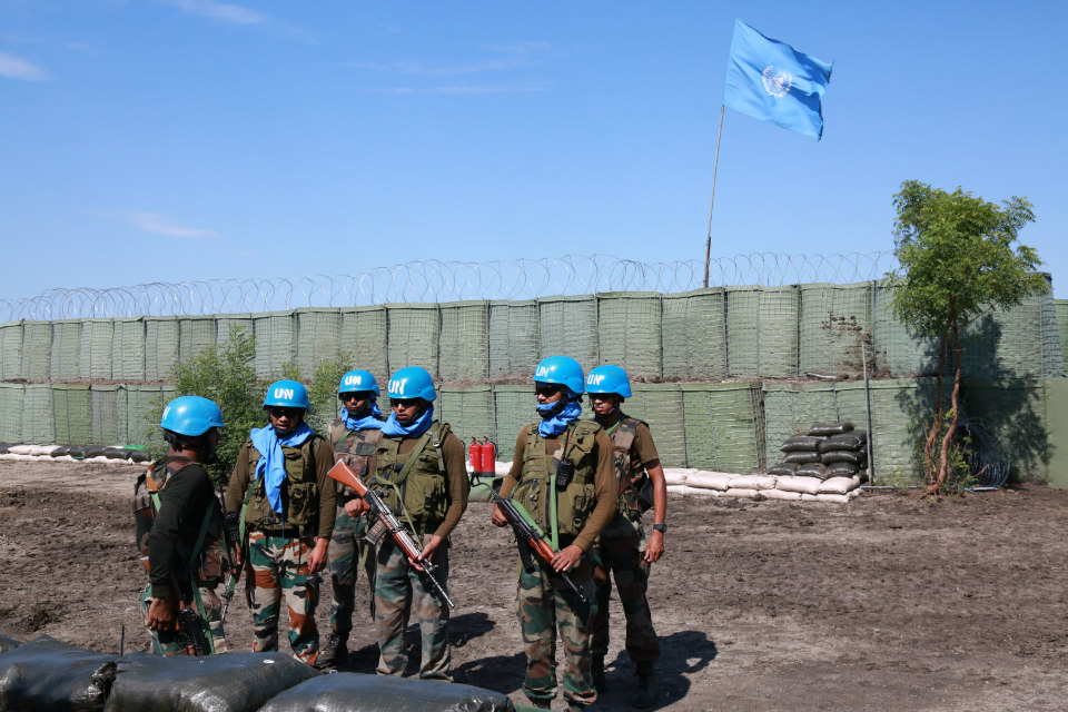 Peacekeepers with the Indian battalion serving with the United Nations Mission in South Sudan (UNMISS), in Akobo, in north-east South Sudan. (UN Photo/Nektarios Markogiannis)