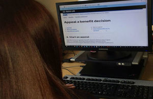 Image of appeal service on pc screen