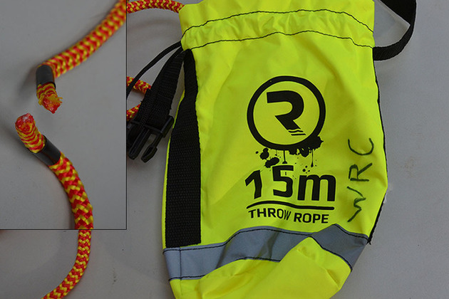 Throw bag with inset of broken line