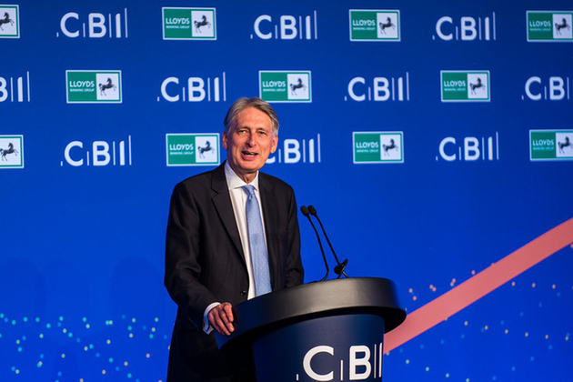 Philip Hammond at lectern.