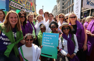 Minister for Women joins procession through London to celebrate women’s suffrage centenary