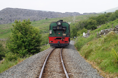 The derailed locomotive after coaches had been removed (image courtesy of the Ffestiniog and Welsh Highland Railways)