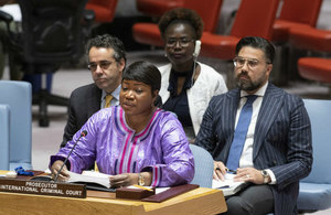 Fatou Bensouda, Chief Prosecutor for the International Criminal Court (ICC), briefs the Security Council on the situation in Sudan and South Sudan. (UN Photo)