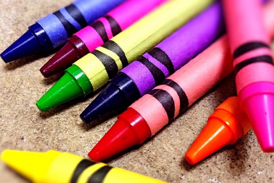 Colourful crayons close-up