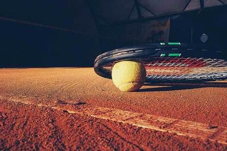 Tennis racquet and court