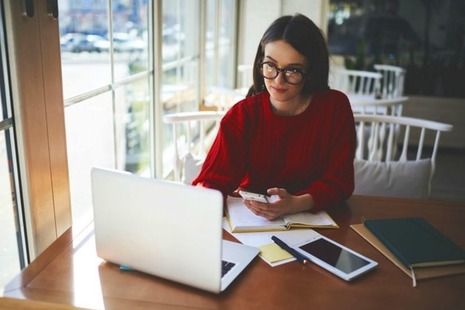 Young woman working on a laptop