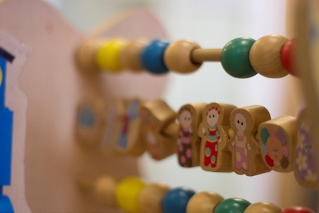 Close-up of wooden nursery toys