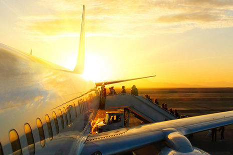 Passengers boarding a plane
