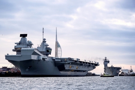Queen Elizabeth carrier docked at Portsmouth. Crown Copyright. MOD. All rights reserved.