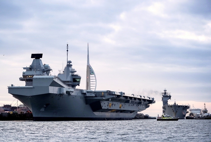 Queen Elizabeth carrier docked at Portsmouth. Crown Copyright. MOD. All rights reserved.