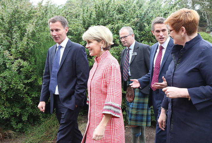 Foreign Secretary Jeremy Hunt with Australian Foreign Affairs Minister Julie Bishop