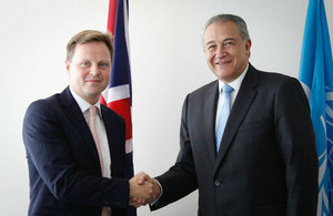 Charge d'Affaires Stephen Hickey with Colombian Vice President Naranjo