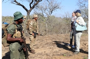 MoS Baladwin meeting troops and rangers in Majete