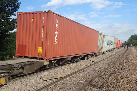 Part of the derailed train at Ely West Junction