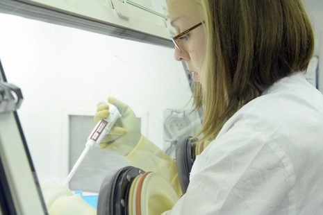 Dstl scientist in the lab