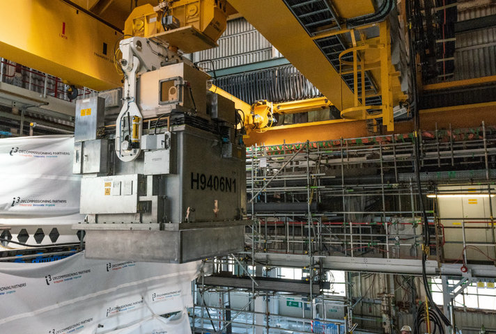 The 50-tonne package was safely placed onto a machine that will grab waste out of the building