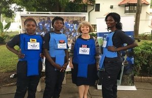 Harriett Baldwin, Minister for Africa with women from project "100 Women in Demining" from The Hallo Trust