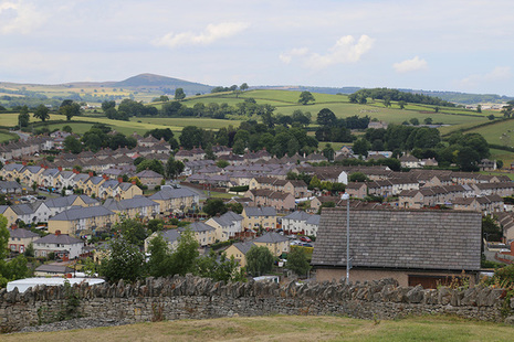 Landscape view of a town in Wales