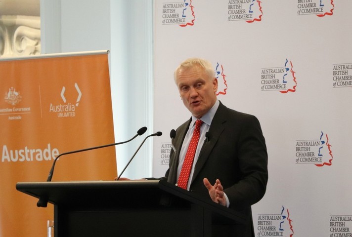 Trade Minister Graham Stuart promoting opportunities for UK firms at Austrade.