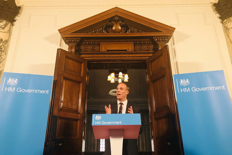 Dominic Raab delivering his speech