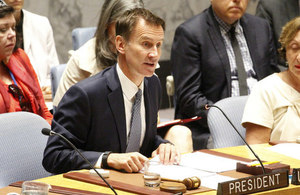 Foreign Secretary Jeremy Hunt at the UNSC