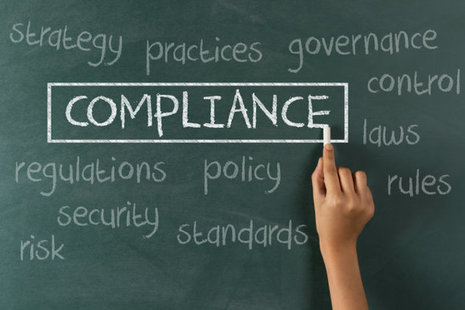 Blackboard with the word compliance written on it