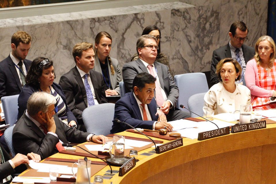 Lord Ahmad of Wimbledon speaking at the United Nations Security Council about the plight of the Rohingya refugees
