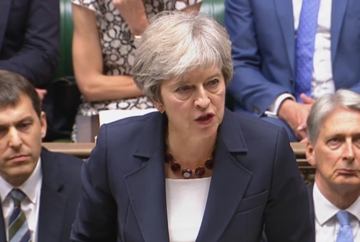 Prime Minister Theresa May, delivering the statement to the house