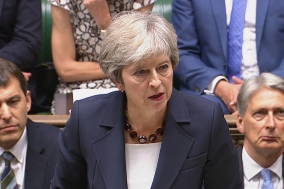 Prime Minister Theresa May giving an update to the House of Commons about the Salisbury incident on 5 September 2018