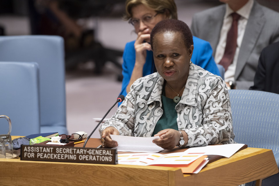 Bintou Keita, Assistant Secretary-General for Peacekeeping Operations, briefs the Security Council on the question concerning Haiti. (UN Photo)