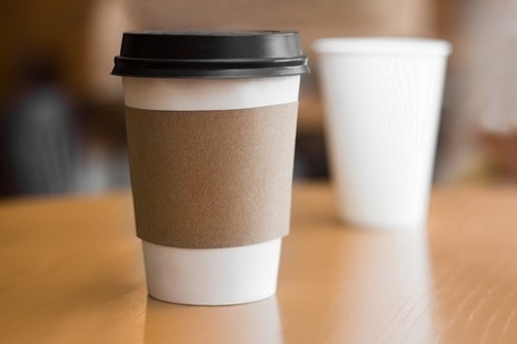 Disposable coffee cup on a table