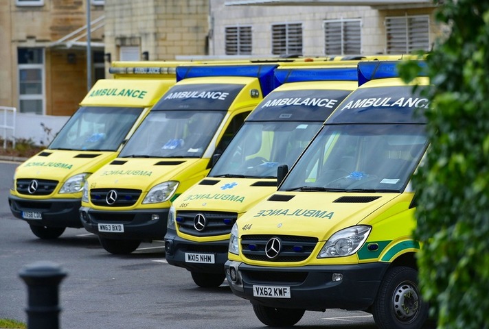 Ambulances outside the Royal United Hospital, Bath