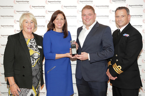 Amy Carrillo and Matt Page receiving the South West 'Large Employer of the Year' Award at the National Apprenticeship Awards