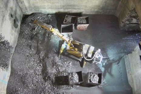 Waste is retrieved from a bunker at Hunterston A Site