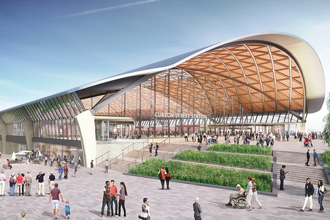 Daytime view of the designs for Curzon Street station
