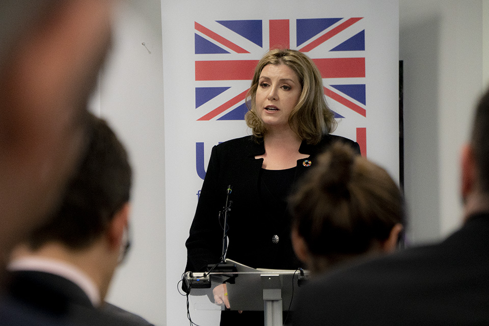 International Development Secretary Penny Mordaunt speaking at CDC