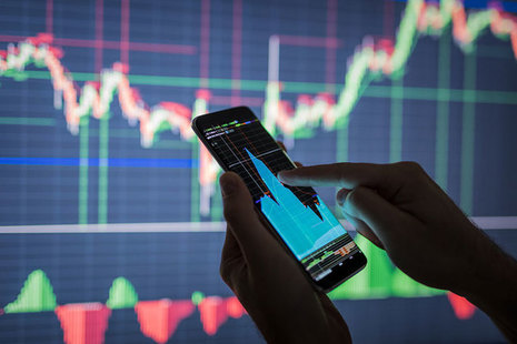 Smartphone displaying graph data