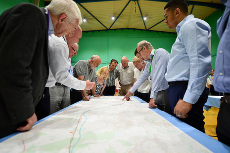 People at a HS2 consultation event.