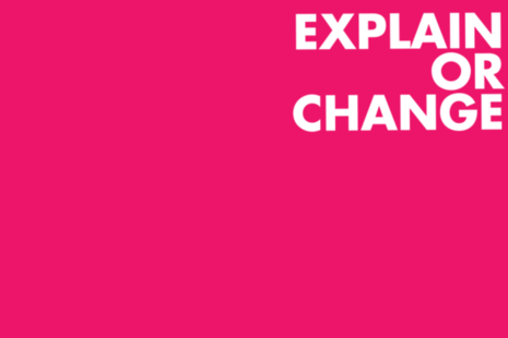 'Explain or change' words on a red background