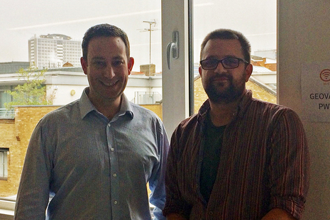 Matthew and Steve, from ADVC8, one of the businesses to receive help and benefits from the Geovation Programme.