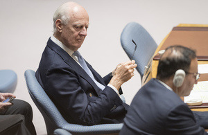 Staffan de Mistura, UN Special Envoy for Syria, at the UN Security Council. (UN Photo)
