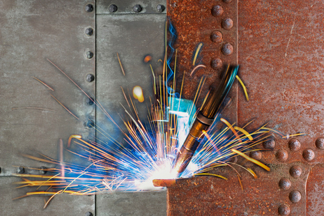 Materials being welded together