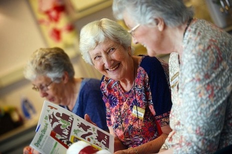 Residents at ExtraCare talk together