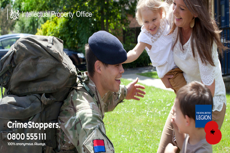 Service man greeting family