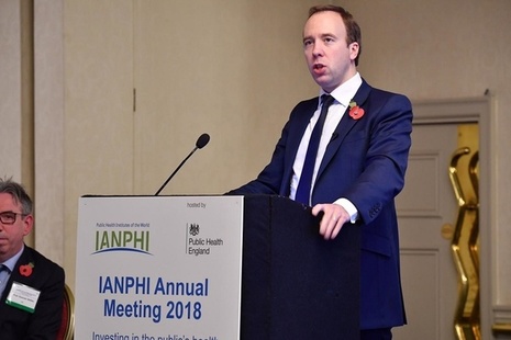 Secretary of State for Health and Social Care Matt Hancock giving a speech at IANPHI annual meeting