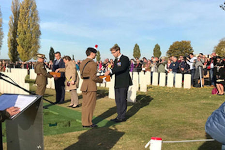 Minister for Defence People and Veterans, Tobias Ellwood at Tyne Cot Cemetery, Ypres, Belgium. MOD Crown Copyright 2018.