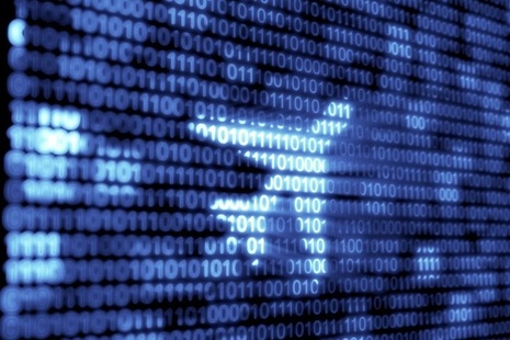 Blue data with an aeroplane transparent through data