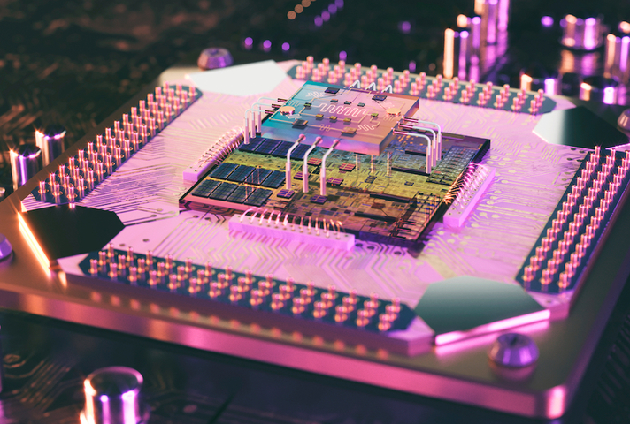 Artist's imagining of a quantum computer processor.