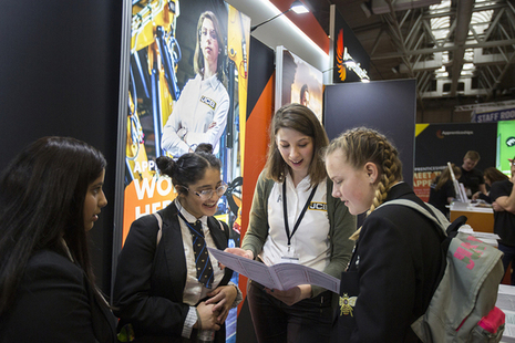 Apprenticeship ambassador talking to others.